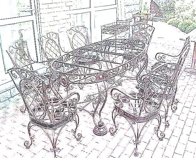 Кованые стулья и столы (рисунок)
