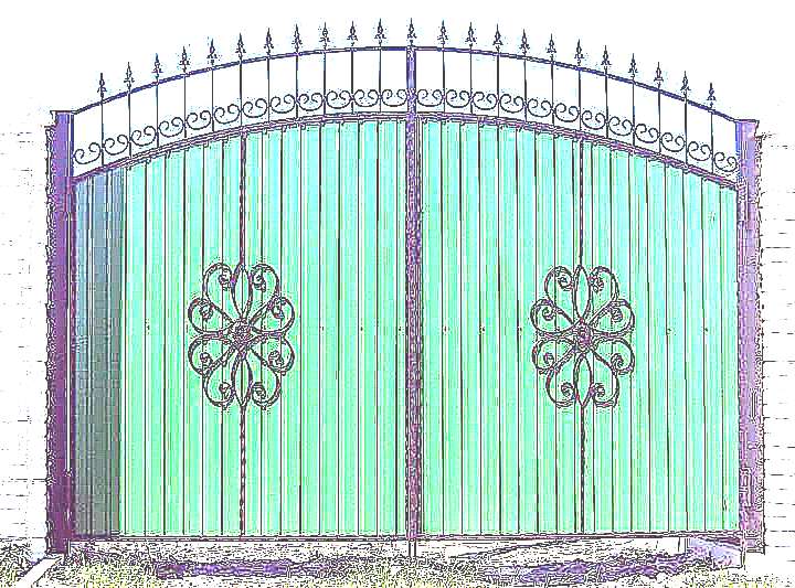 Кованые ворота (рисунок)