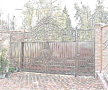 Откатные ворота с ковкой (рисунок)