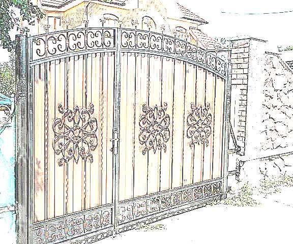 Выкованные ворота (рисунок)